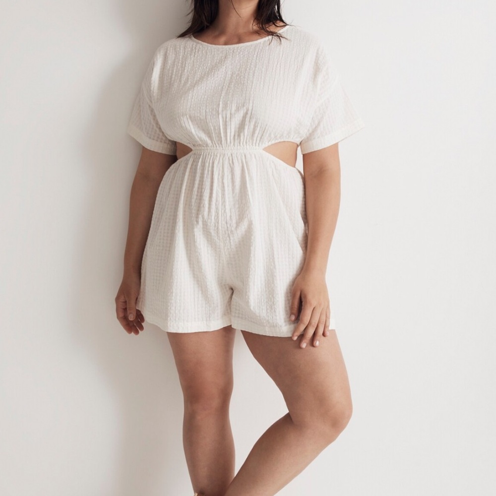 Madewell Cutout Romper in Seersucker NWT size XL